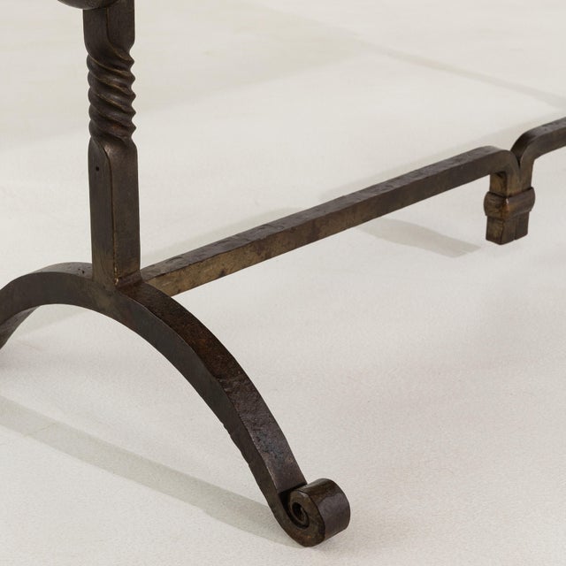 Brutalist Coffee Table with Wrought Iron Base, Antique, France, Circa 1970 For Sale In Greensboro - Image 6 of 11