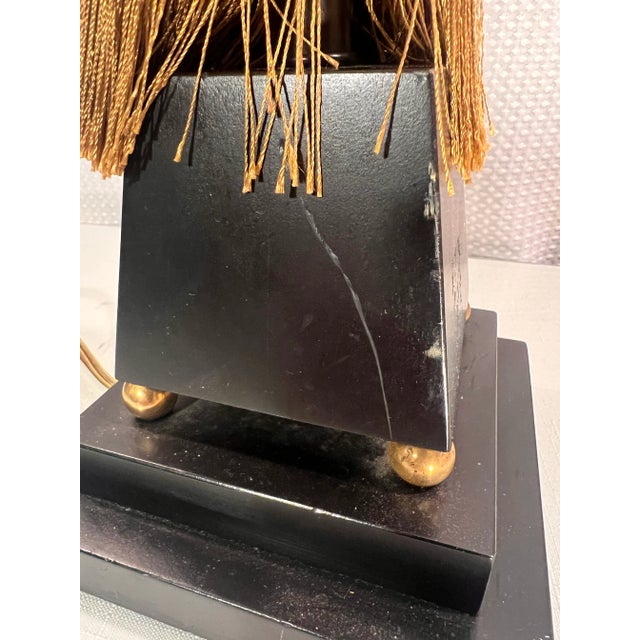 Vintage Tyndale Art Deco Style Tassel Column Table Lamp For Sale - Image 9 of 11