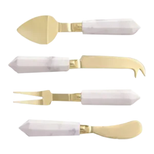 White Marble Cheese Knife Set - Set of 4