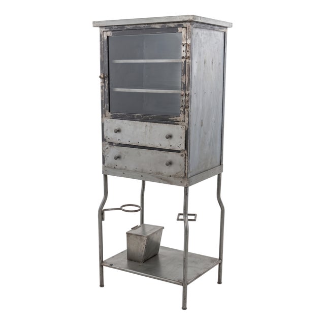 Vintage Metal Dental / Apothecary Cabinet For Sale