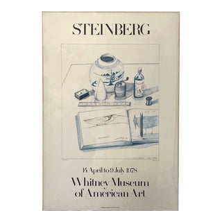 Vintage Whitney Museum of Art Framed Lithograph 1978 Saul Steinberg Exhibition Poster For Sale
