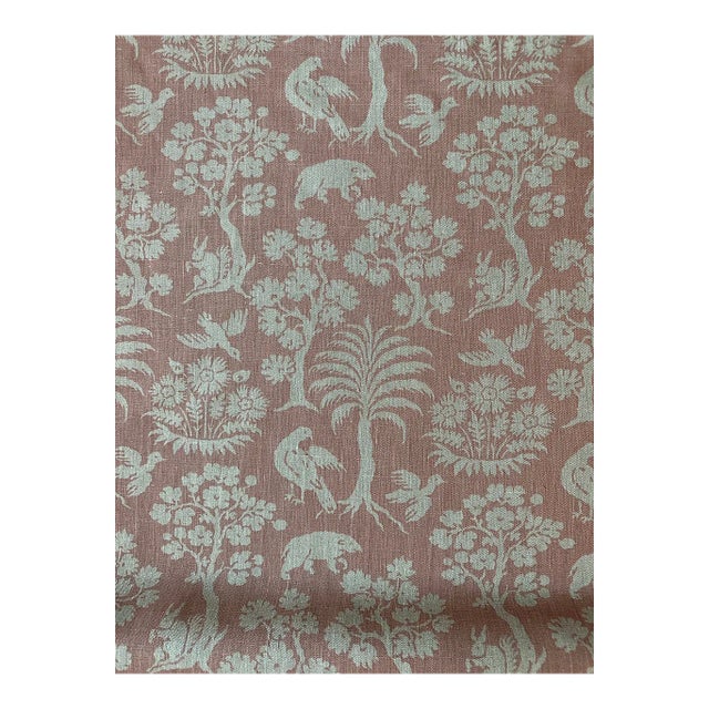 Schumacher Woodland Silhouette Linen Fabric 2 5/8 Yards in Rhubarb For Sale