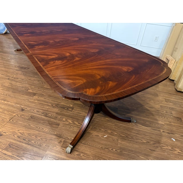 Classic Mahogany Scallop Cornered Dining Table by Leighton Hall - Showroom Sample For Sale - Image 11 of 16