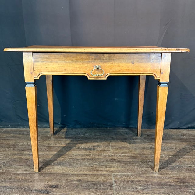Wood Antique French Neoclassical Fruitwood Side Table or Desk With Drawer For Sale - Image 7 of 12