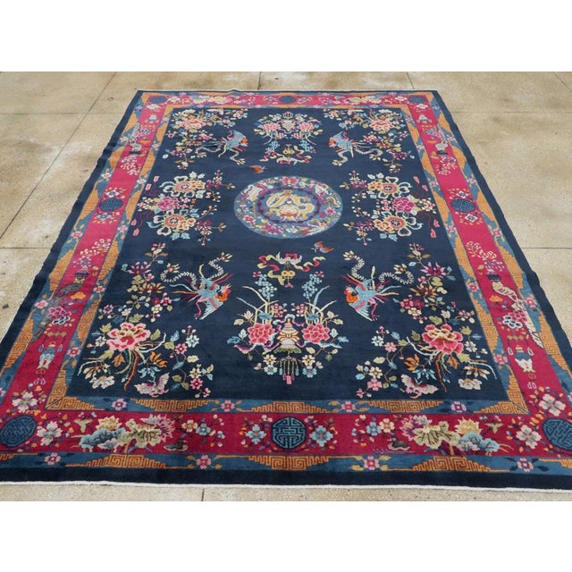 Mid 20th Century Galerie Shabab Collection Mid-20th Century Handmade Chinese Art Deco Room Size Carpet For Sale - Image 5 of 10
