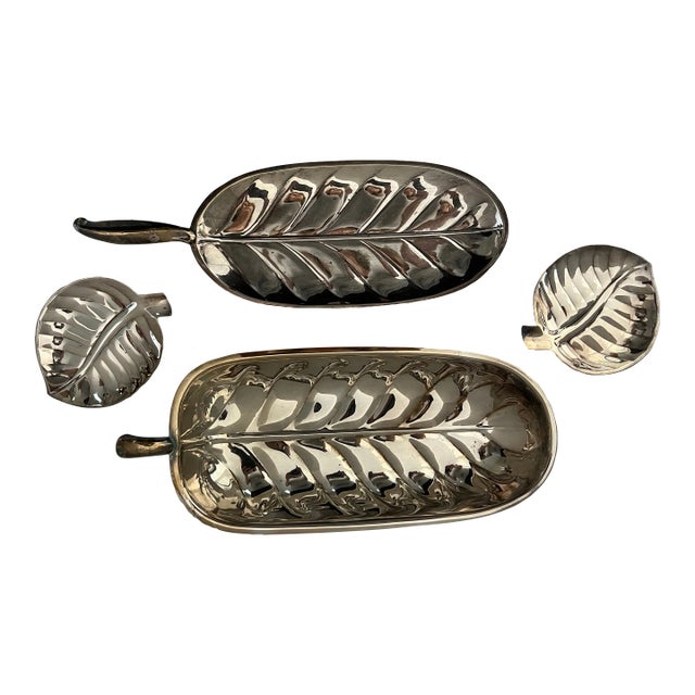 Silver-Plate Leaf Serving Dishes-4 For Sale