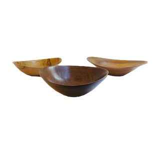 Danish Handmade Teak Bowls, 1960s, Set of 3 For Sale