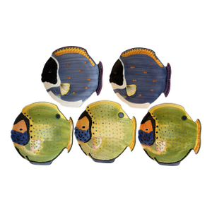 Set of 5 Coral Ocean Fish Dinner Plates by Studio Nova