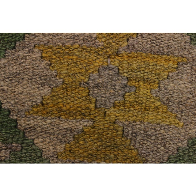 Caucasian Kilim Lt. Brown Blue Wool Rug - 5'6" X 7'10" For Sale - Image 4 of 7