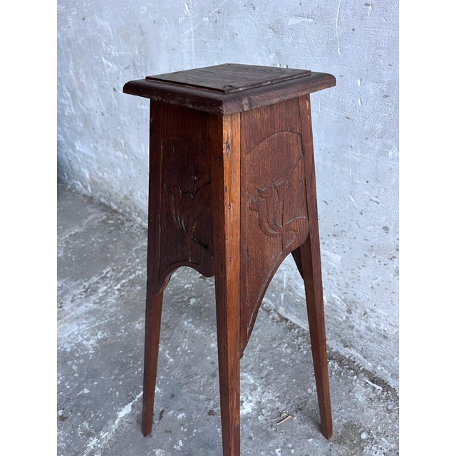 Art Nouveau Carved Wooden Plant Stand, 1910 For Sale - Image 5 of 11
