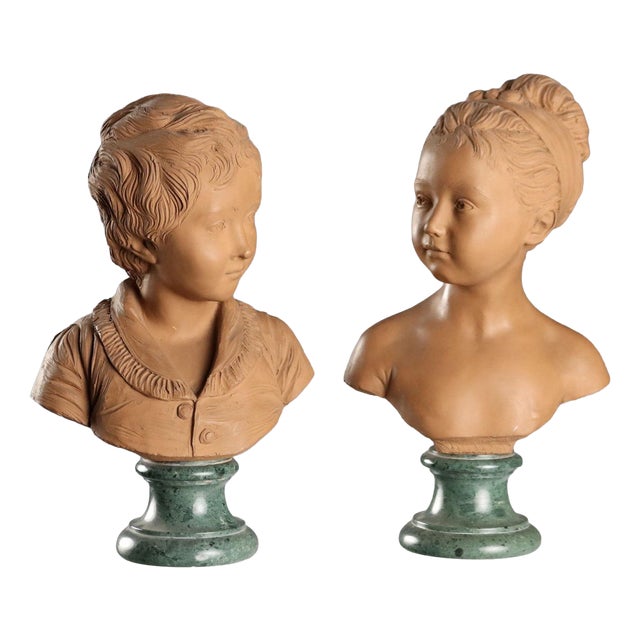 Terracotta Busts attributed to Jean Antoine Houdon, Set of 2 For Sale