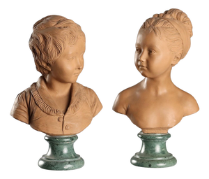 Terracotta Busts attributed to Jean Antoine Houdon, Set of 2