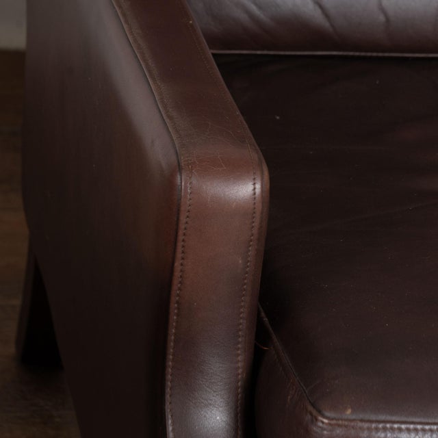 Pair, Mid Century Brown Leather Wingback Chairs From Denmark For Sale - Image 9 of 15