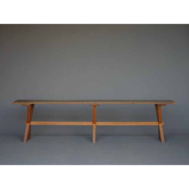 1940s Rustic Farmhouse Benches in Cherry and Oak, 1940s, Set of 2 For Sale - Image 5 of 13
