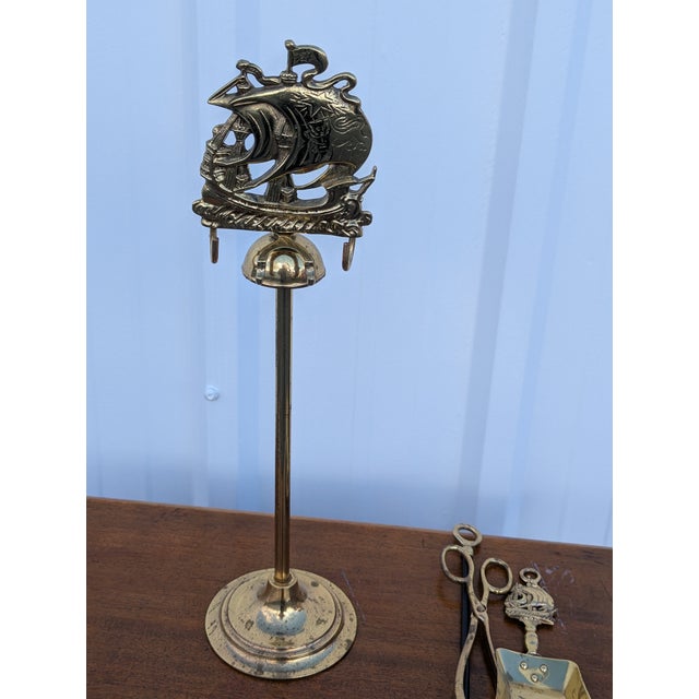 Nautical Vintage Solid Brass Stove Tool Kit for Yachts - 20 Inch Nautical Fireplace Set - Small Boat Stove Accessories - Maritime Decor - Seafaring Gift For Sale - Image 3 of 6