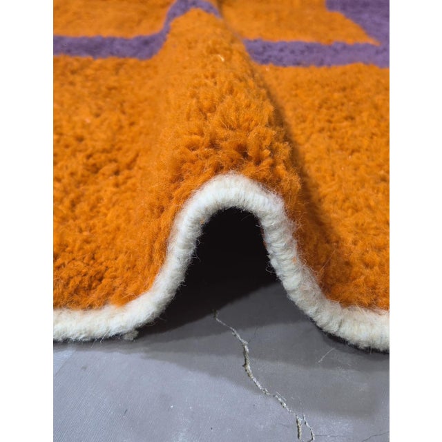Orange and Purple Contemporary Wool Rug - 10.1 X 7.9 Ft For Sale - Image 4 of 6