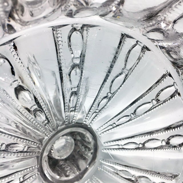 Transparent 11.25" Early Victorian Footed Ruffled Sandwich Flint Glass Compote Bowl For Sale - Image 8 of 10