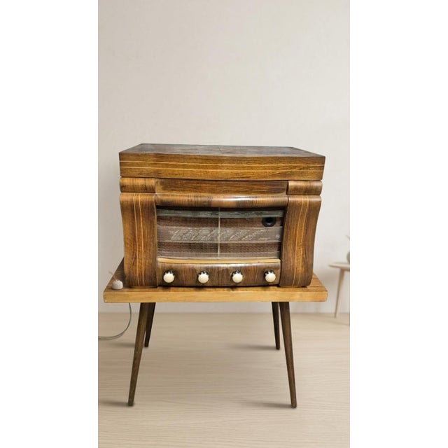Vintage Art Deco Radio Gramophone Cabinet with Garrard R.C.72 Record Changer and Wooden Case, 1940s For Sale - Image 11 of 16