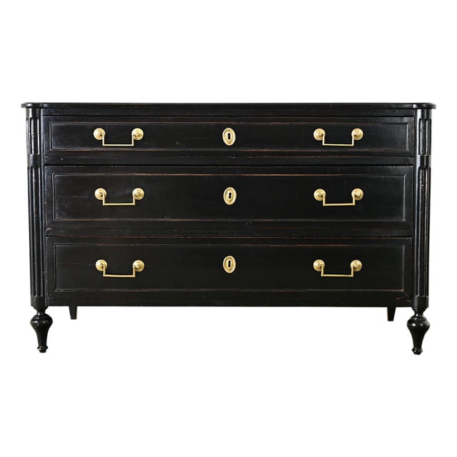 French 19th Century Ebonized Louis XVI Style Commode For Sale