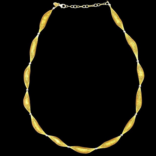 Early 21st Century 14k Two-Tone Gold Estate Splendori Mesh Necklace For Sale - Image 5 of 5