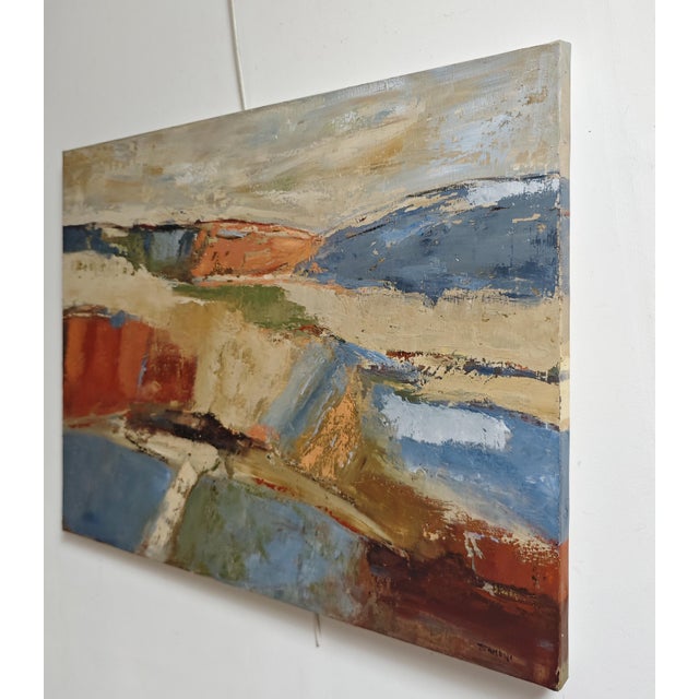 Contemporary Au-Delà Des Terres, Contemporary Abstract Landscape Oil Painting, Framed by Sophie Dumont For Sale - Image 3 of 9