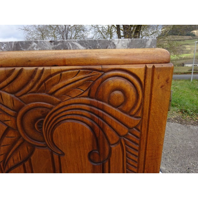 Art Deco Buffet in Walnut and Gray Marble, 1930s For Sale - Image 4 of 18