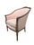 Late 19th Century French Provincial Upholstered Bergere Parlor Chair Upholstered with Light Pink and White Ticking Fabric...