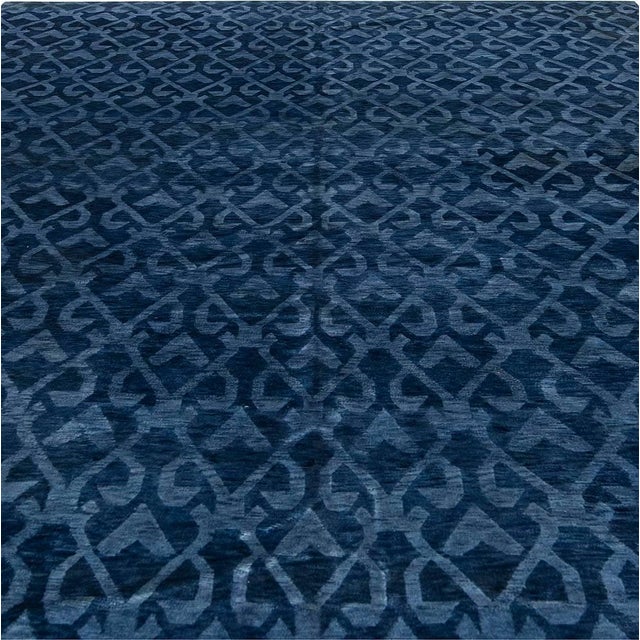 Contemporary Navy Blue Handcrafted Pashmina Euro Rug by Doris Leslie Blau For Sale - Image 4 of 8