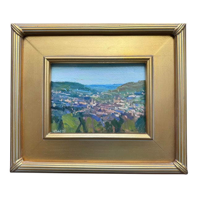 2023 Listed Uk Artist Original Impressionist Oil Painting in Gold Plein Air For Sale