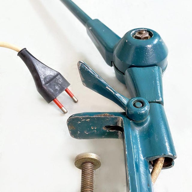 Mid-Century Modern Italian Teal Colored Metal Aure Clamp Lamp by Stilnovo, 1960s For Sale - Image 12 of 16