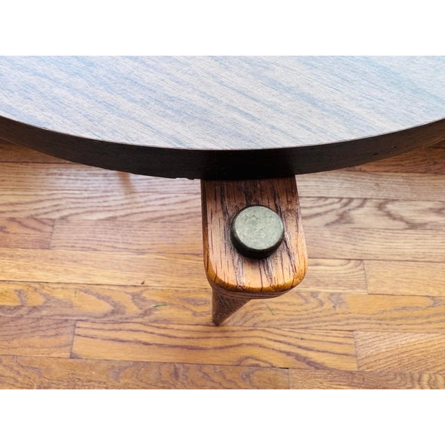 Vintage 1960s Round Side Table With Tile Top Accent Teak Legs For Sale - Image 11 of 12