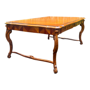 Vintage Inlaid Rustic Carved French Coffee Table