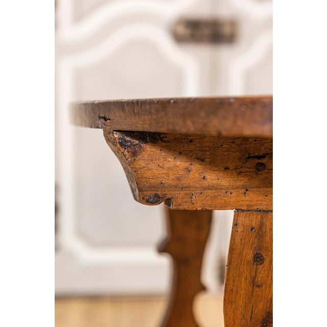 17th Century 17th Century Italian Baroque Period Walnut Demilune Table with Carved Lyre Base For Sale - Image 5 of 14