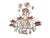 A sculptural vintage Murano style glass chandelier featuring delicate hand-blown floral elements in soft pink tones,...