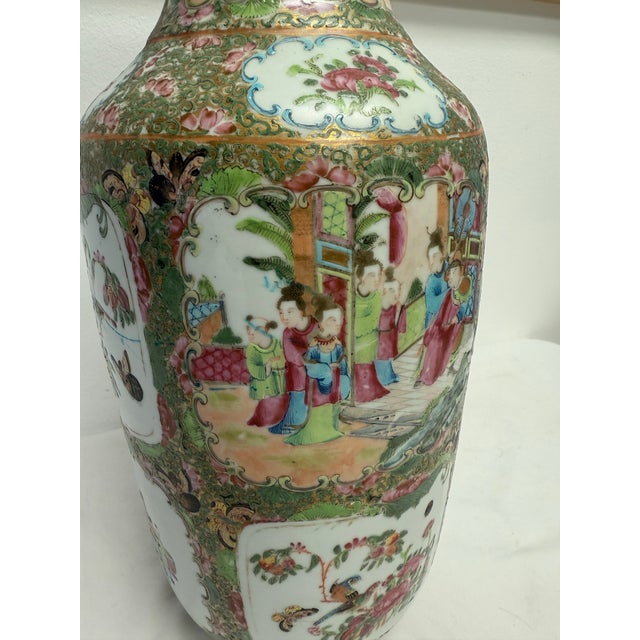 Ceramic Antique 1850-1860 Rose Medallion Vase For Sale - Image 7 of 8