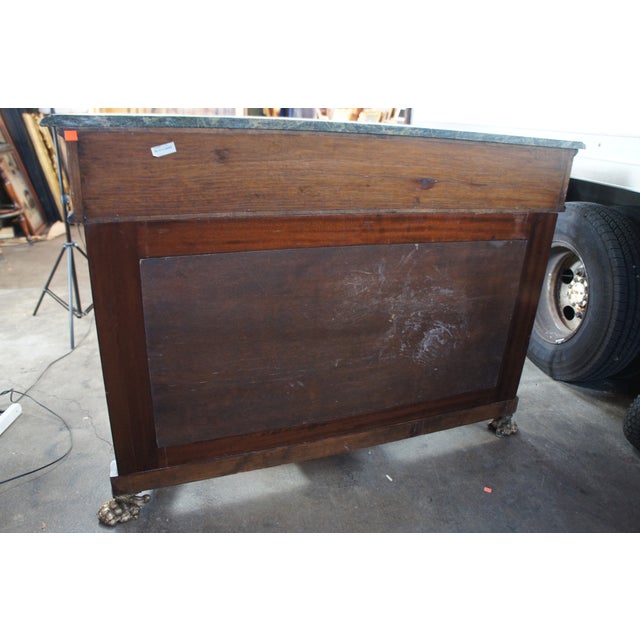 French Empire Napoleon III Style Mahogany & Bronze Figural Pier Console Table For Sale - Image 12 of 12