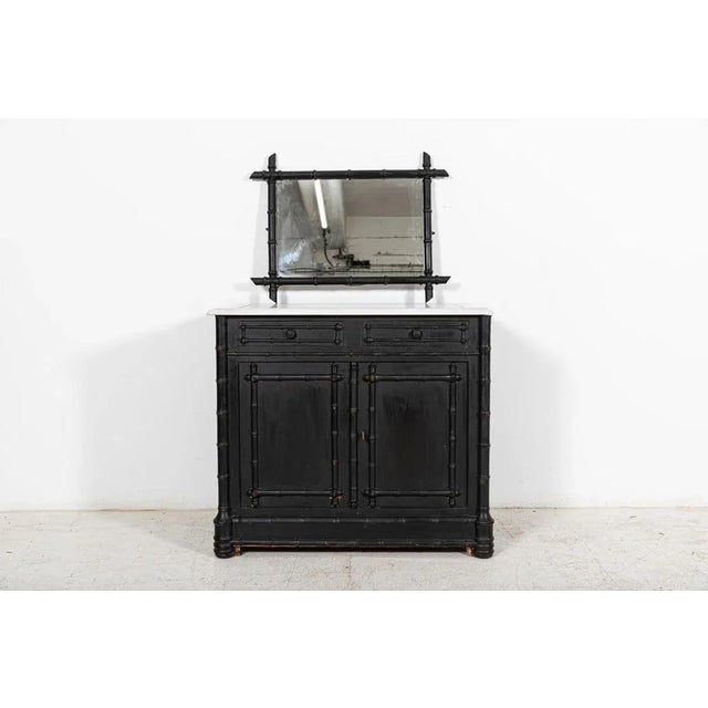 19th Century French Ebonised Faux Bamboo Bedroom Suite, Set of 4 For Sale - Image 12 of 13