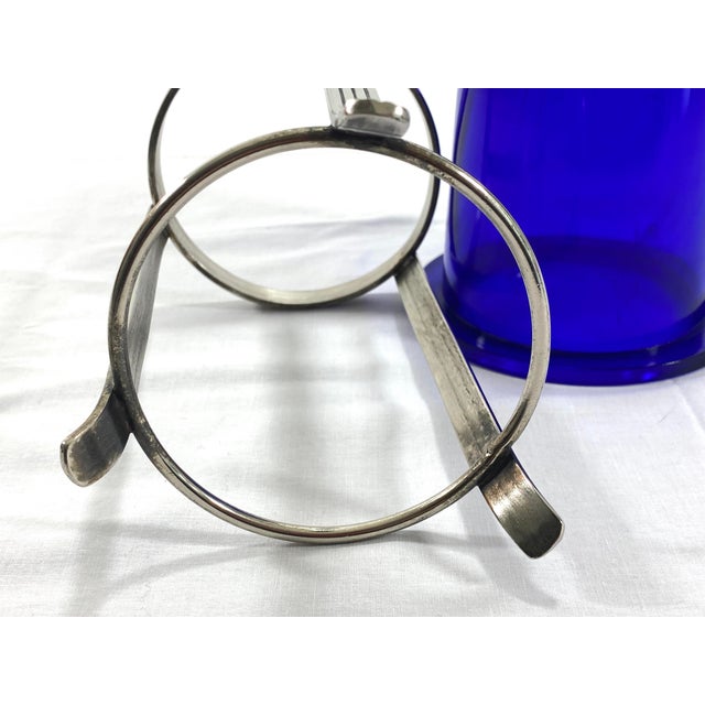 Cobalt Glass Vase & Silverplate Stand Chairish