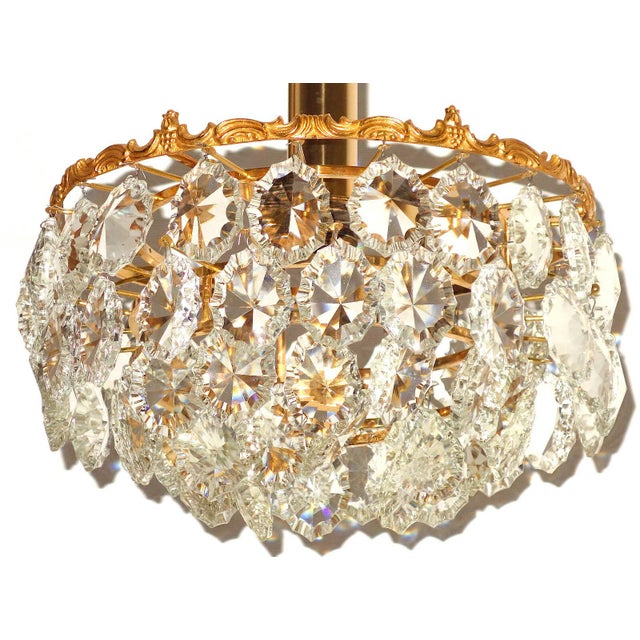 Gold Brass and Crystal Pendant Light from Bakalowits & Söhne, 1960s For Sale - Image 8 of 10