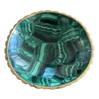 Malachite Bowl With Gold Rim For Sale