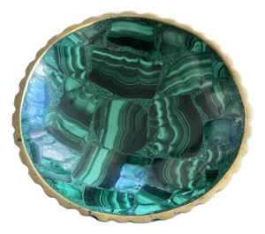 Malachite Bowl With Gold Rim