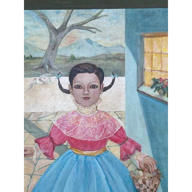 A large painting on canvas. Done in an almost naive style by artist Gene Zolbert. Signed a dated .