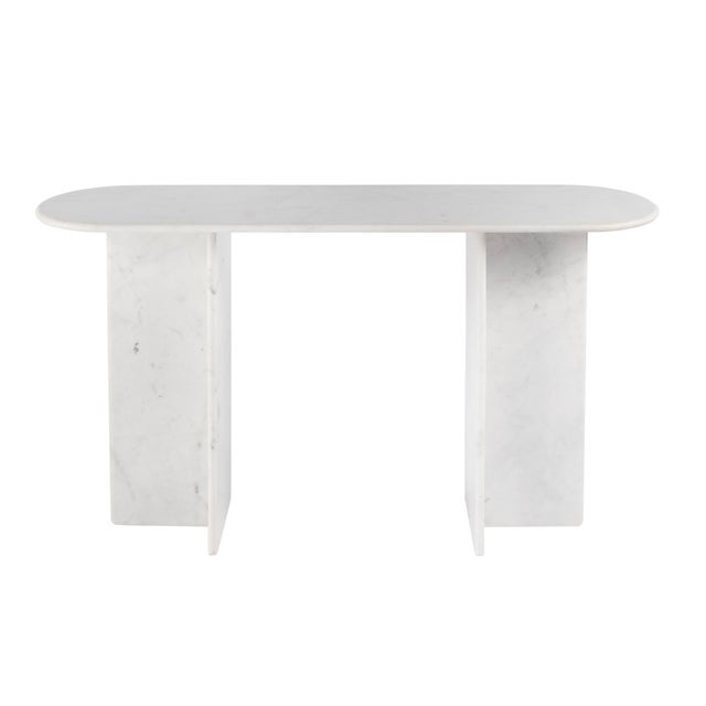 2020s Vienna 54 in. W Rectangular 100% Marble Console/Sofa Table, White For Sale - Image 5 of 11