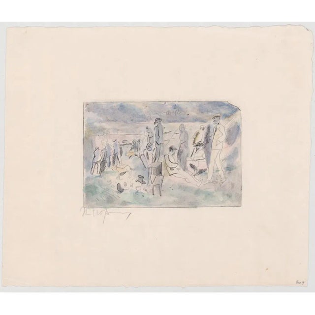 Figurative 1930s Rudolph Grossman Village Scene Painted Etching For Sale - Image 3 of 4