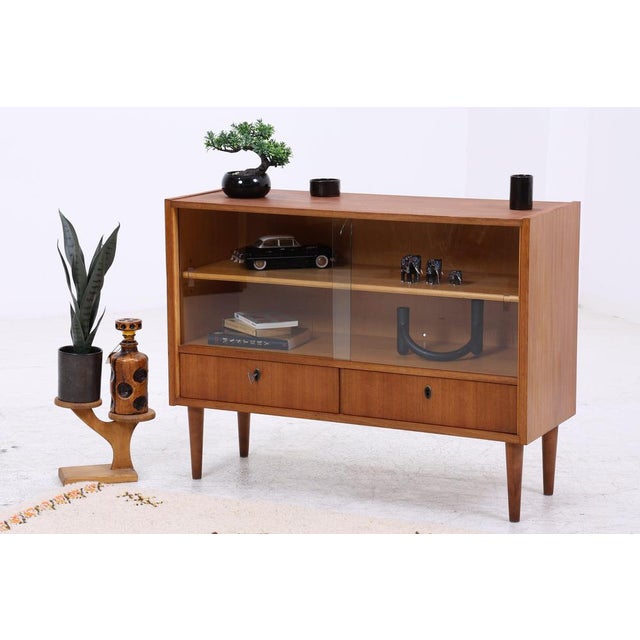 Vintage Chest of Drawers with Glass Sliding Doors, 1960s For Sale - Image 4 of 13