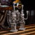 Antique 19th Century European pair of five light solid silver candelabras in the nineteenth Century revival taste,...