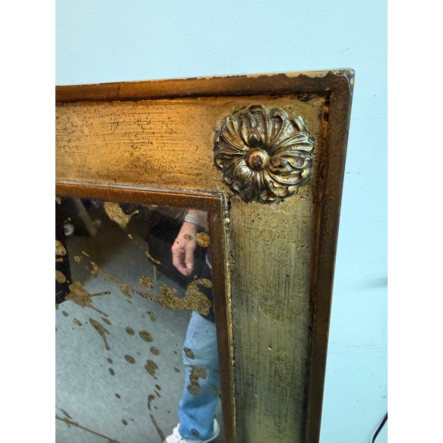 Verre Églomisé Antiqued Tile Wall Mirror, Late 20th Century For Sale - Image 4 of 12