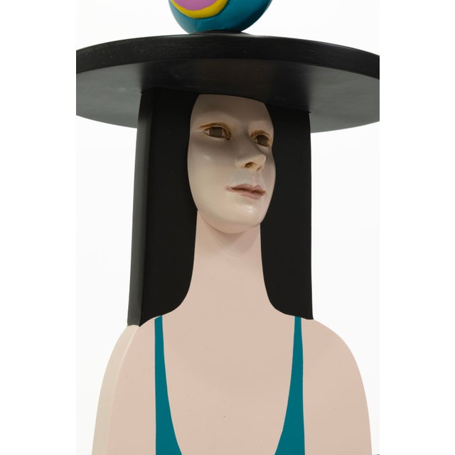 James W. Eaton, Untitled (Woman With Bird) 1989 Signed Painted Metal Sculpture For Sale - Image 4 of 8
