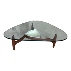 Mid Century Modern Sculpted Walnut and Glass Coffee Table Attributed to Adrian Pearsall