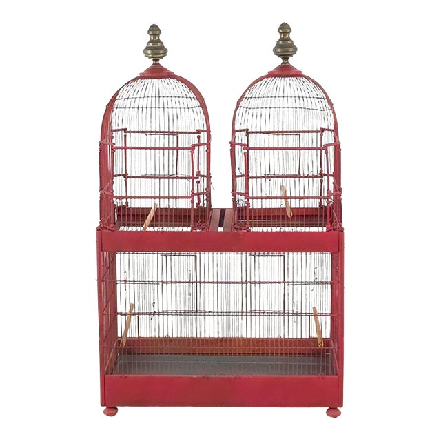 Early 20th Century Red Painted Birdcage, England Circa 1920 For Sale